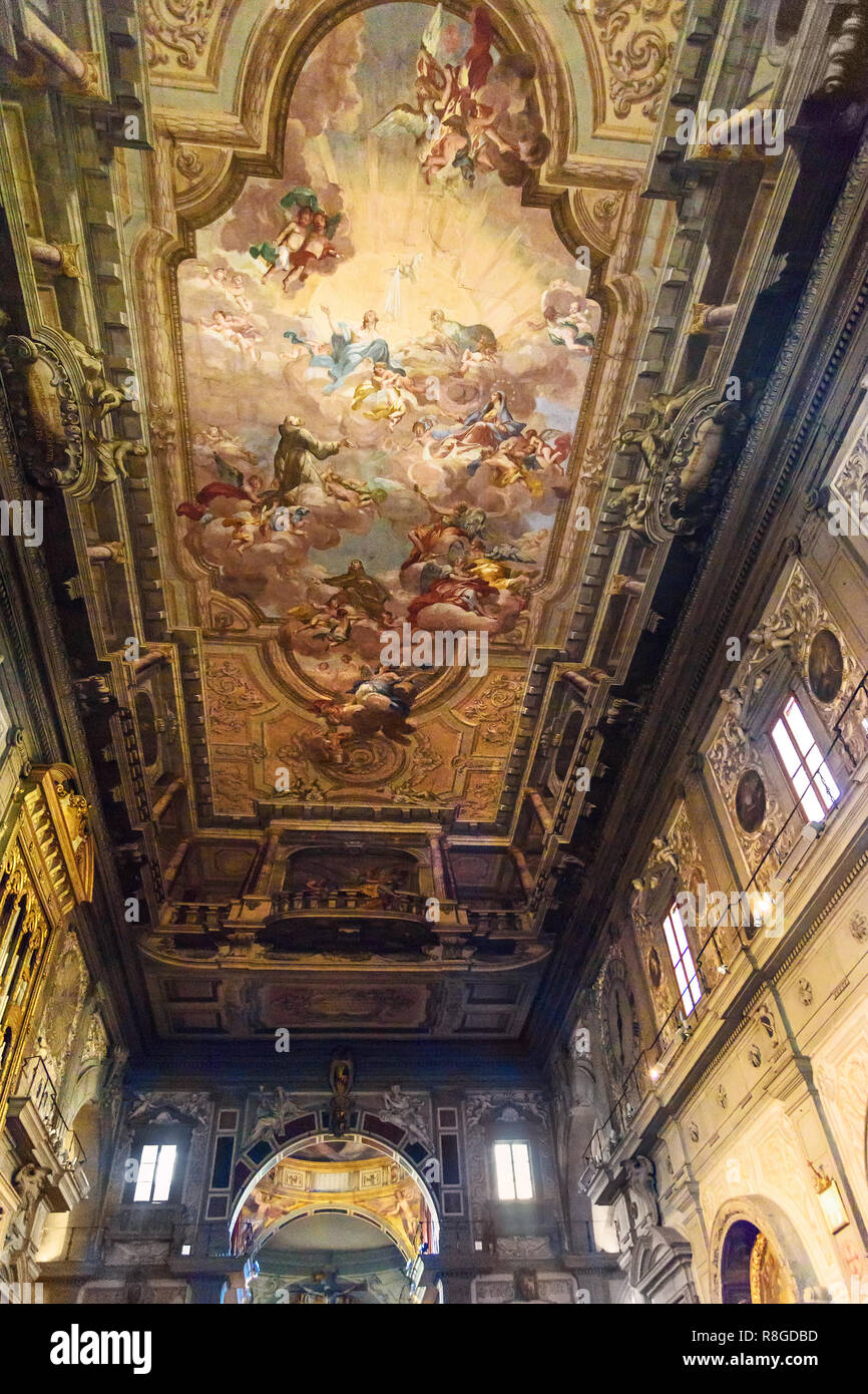 Florence, Italie - 27 septembre 2018 : l'intérieur de tous les Saints, Chiesa di San Salvatore di Ognissanti à Florence Banque D'Images