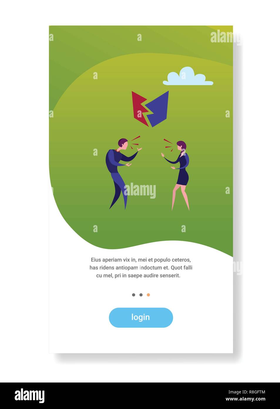 Couple d'affaires crier en colère concept conflit copie espace vertical plat Illustration de Vecteur