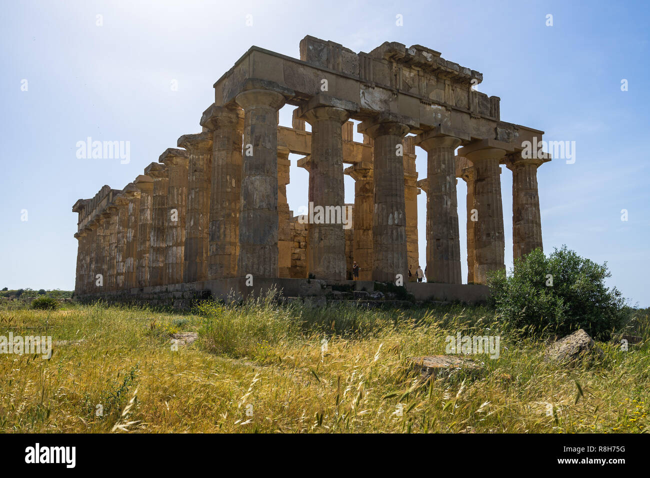 Temple d'Héra (Temple E) a été construit sur 470 à 450 BC. C'est le plus célèbre bâtiment du parc archéologique de Selinunte, Castelvetrano, Sicile, Italie Banque D'Images