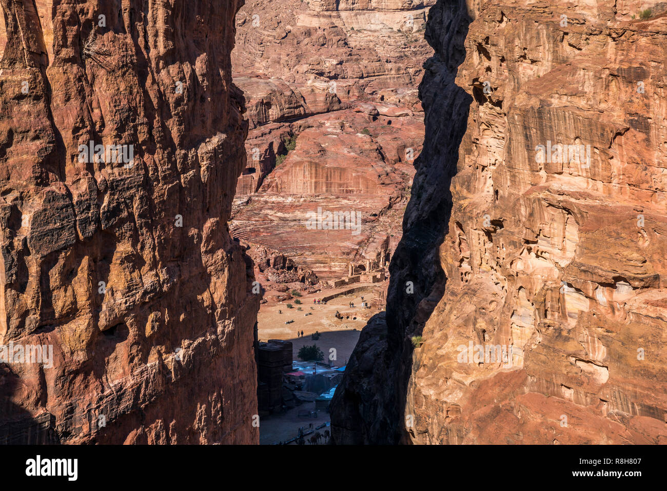 Das römische Theatre von oben gesehen, Petra, Bosnien und her ..., Asien | Théâtre Romain vu du dessus, Petra, Jordanie, Asie Banque D'Images