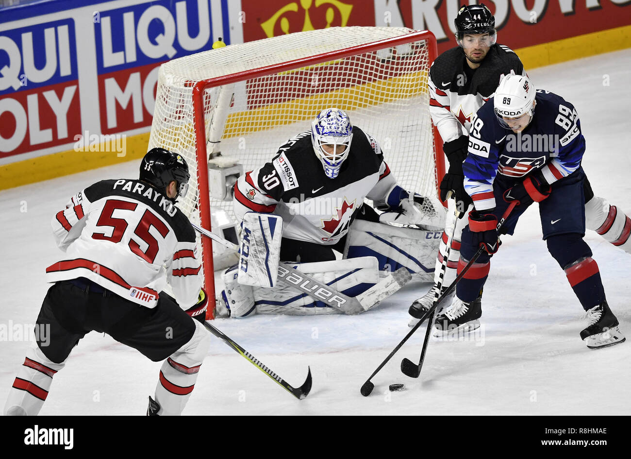 Copenhague, Danemark. 20 mai, 2017. Parayko Colton, Canada, Curtis McElhinney, Canada, Cam Atkinson, USA, Jean-Gabriel Pageau, Canada en action pendant la Finale bronze entre les USA et le Canada dans l'IIHF Championnat du monde hockey sur glace 2018 à Royal Arena, Copenhague, Danemark. Credit : Lars Moeller/ZUMA/Alamy Fil Live News Banque D'Images