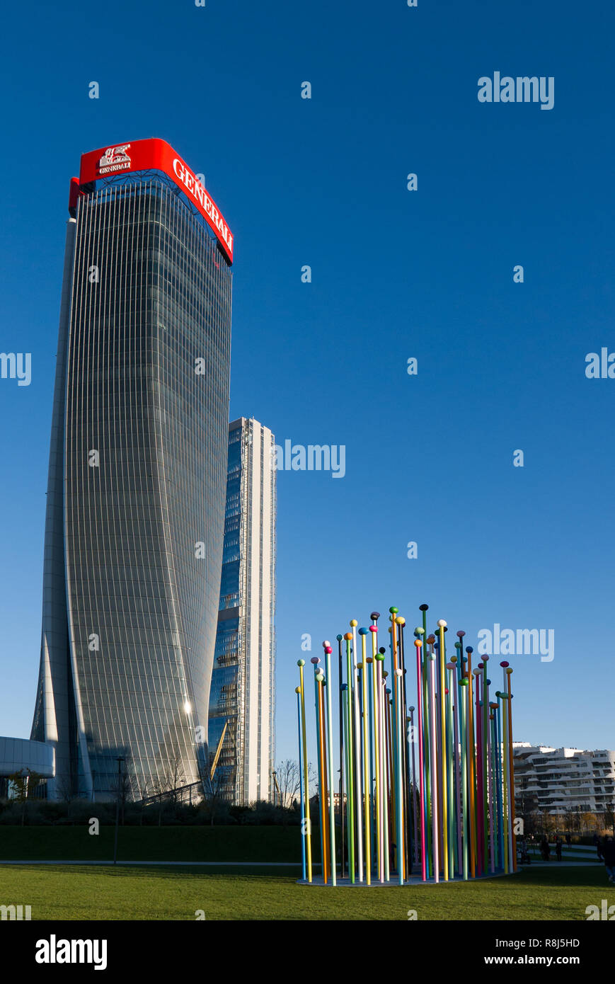 MILAN, ITALIE, 09 décembre 2018 - 'Ville' de la vie complexe dans 3 Torri Milan place, des bâtiments modernes et condos. Banque D'Images