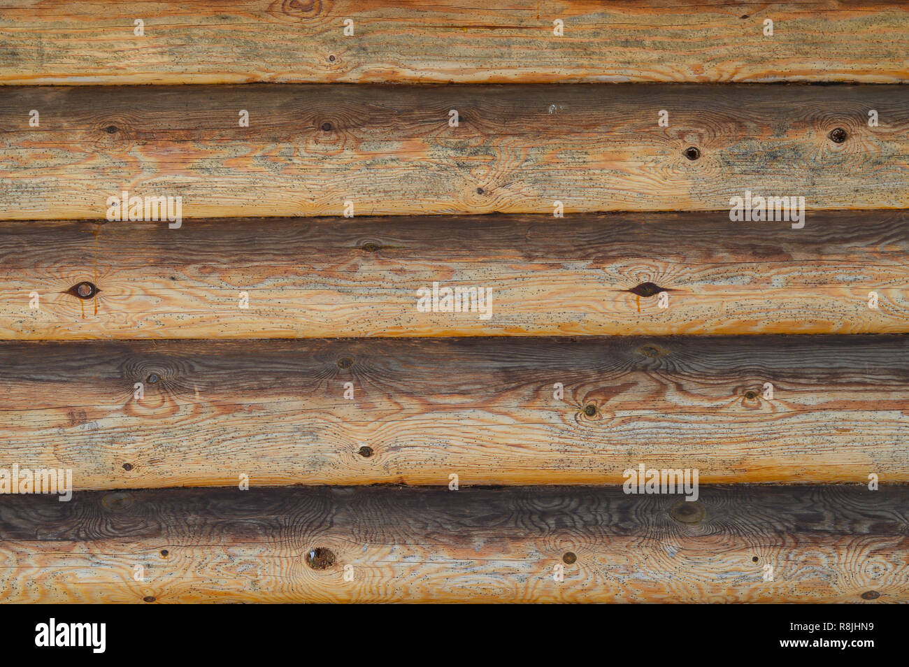 La texture d'une vieille clôture en bois rustique faite de planches traitées Banque D'Images