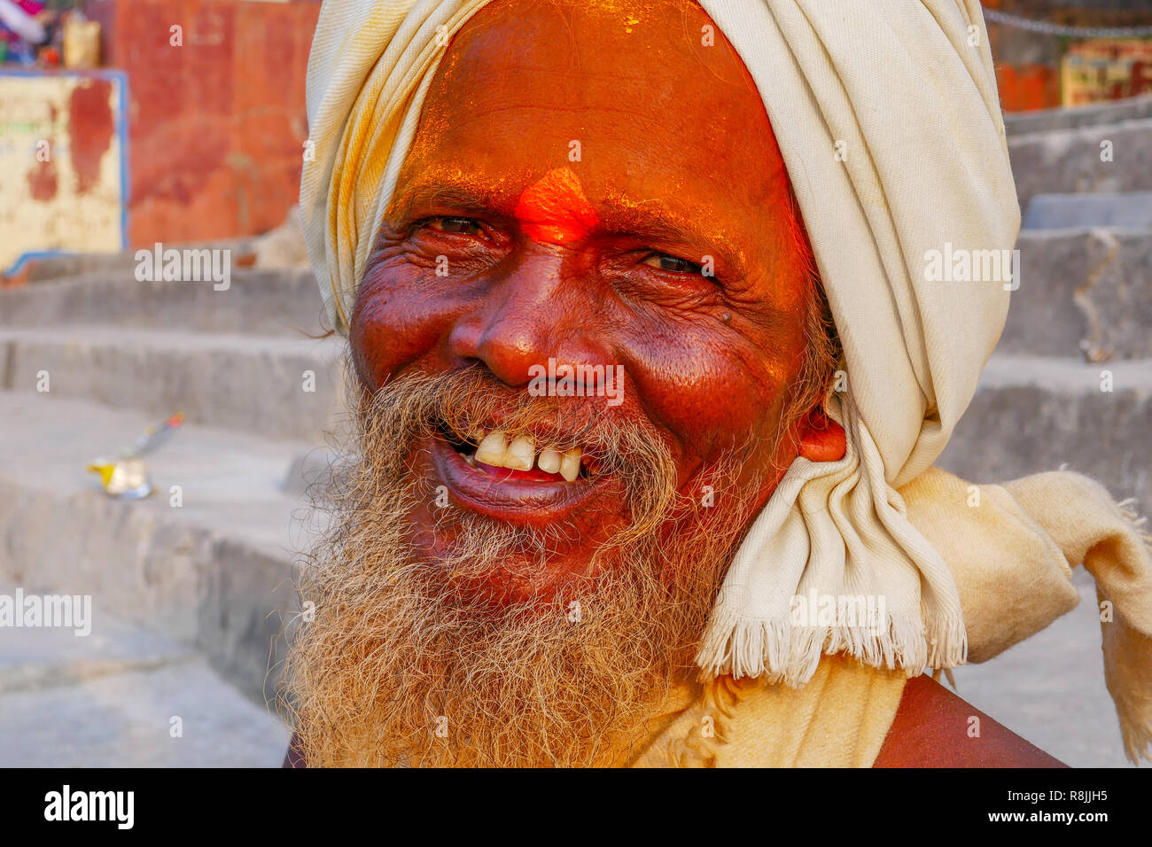 Portrait de vieux yogi à Rishikesh, Inde Banque D'Images