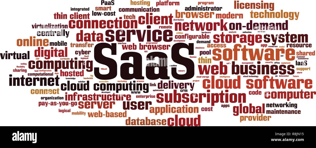SaaS, software as a service, mot concept cloud. Vector illustration Illustration de Vecteur