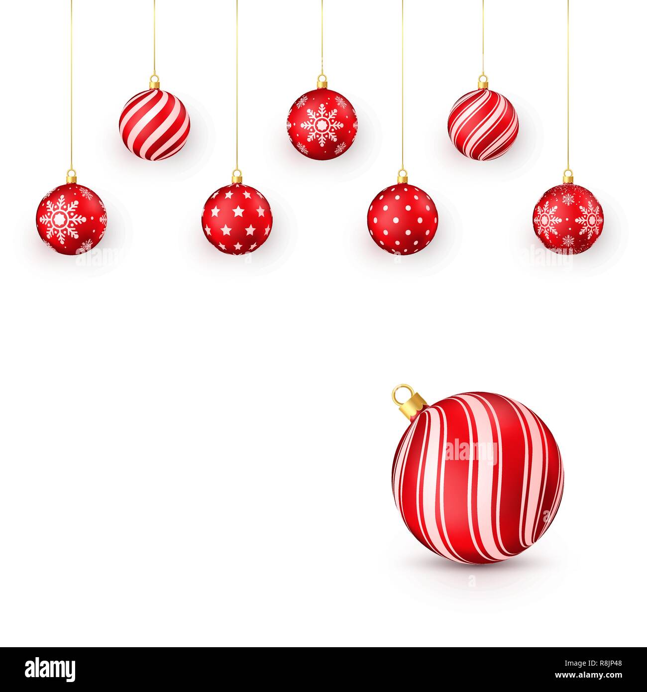 Jeu De Boules De Noël Rouge Décorative Vector Illustration
