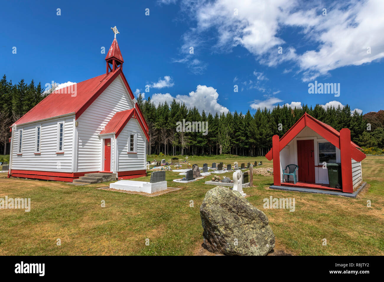 Waitetoko Marae, Te Rangiita, le Lac Taupo, île du Nord, Nouvelle-Zélande Banque D'Images