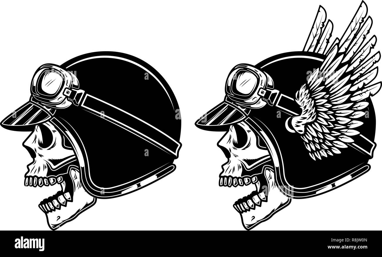 Tatouage Tete De Mort Casque Moto Biker skull logo Banque de photographies et d'images à haute résolution -  Alamy