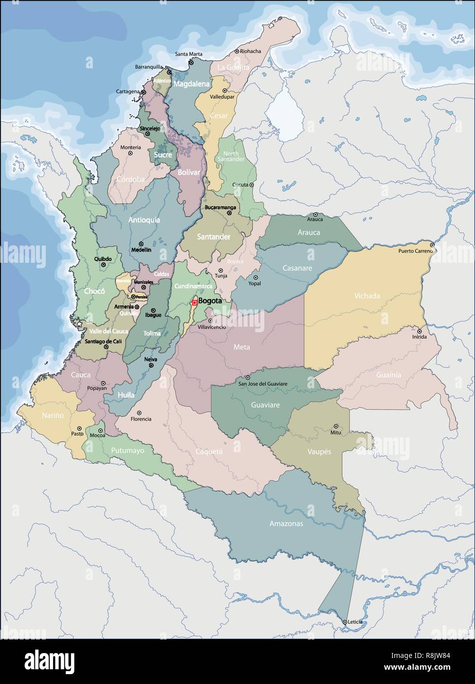Carte de la Colombie Illustration de Vecteur