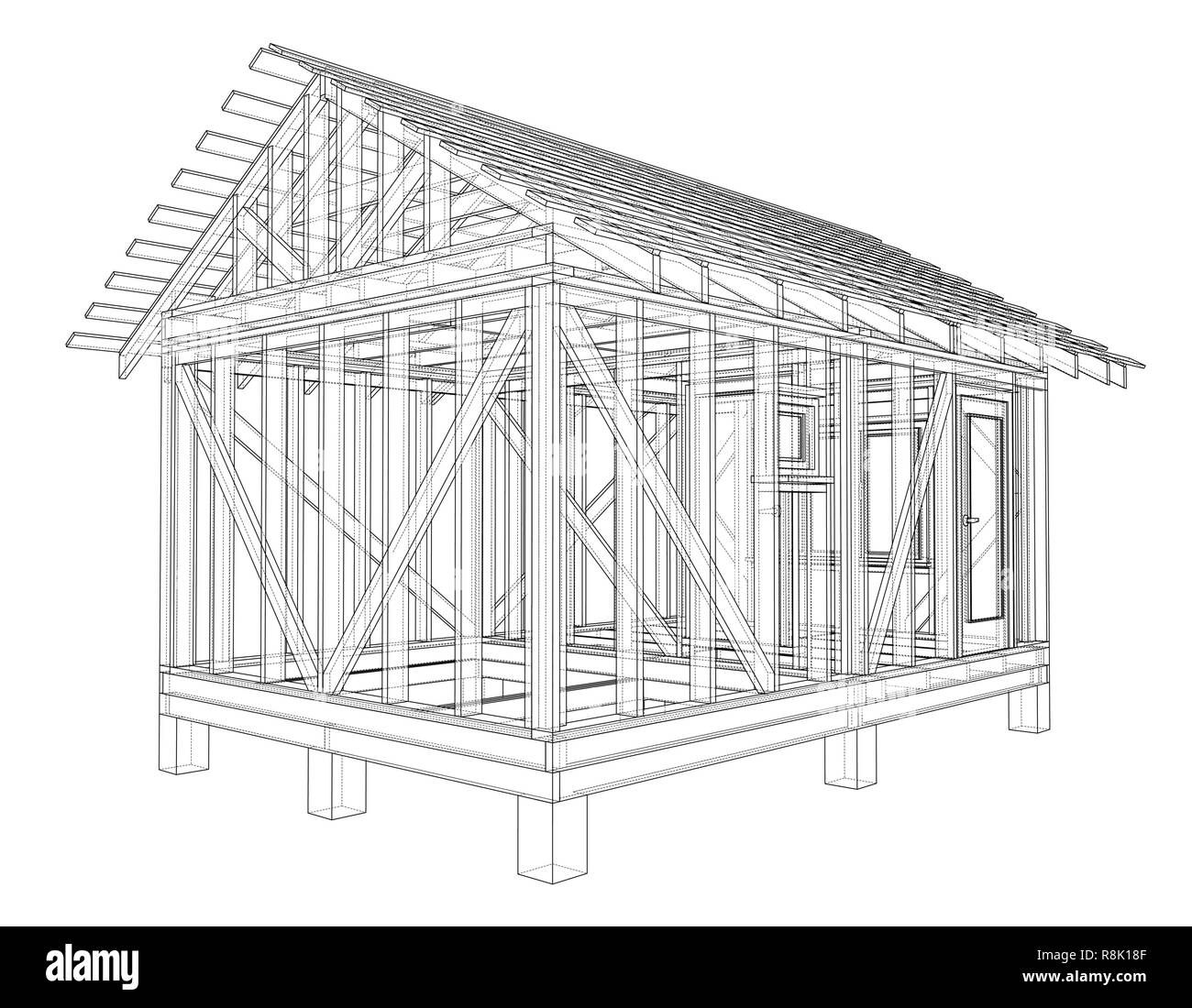 Maison privée esquisse. Vector Illustration de Vecteur