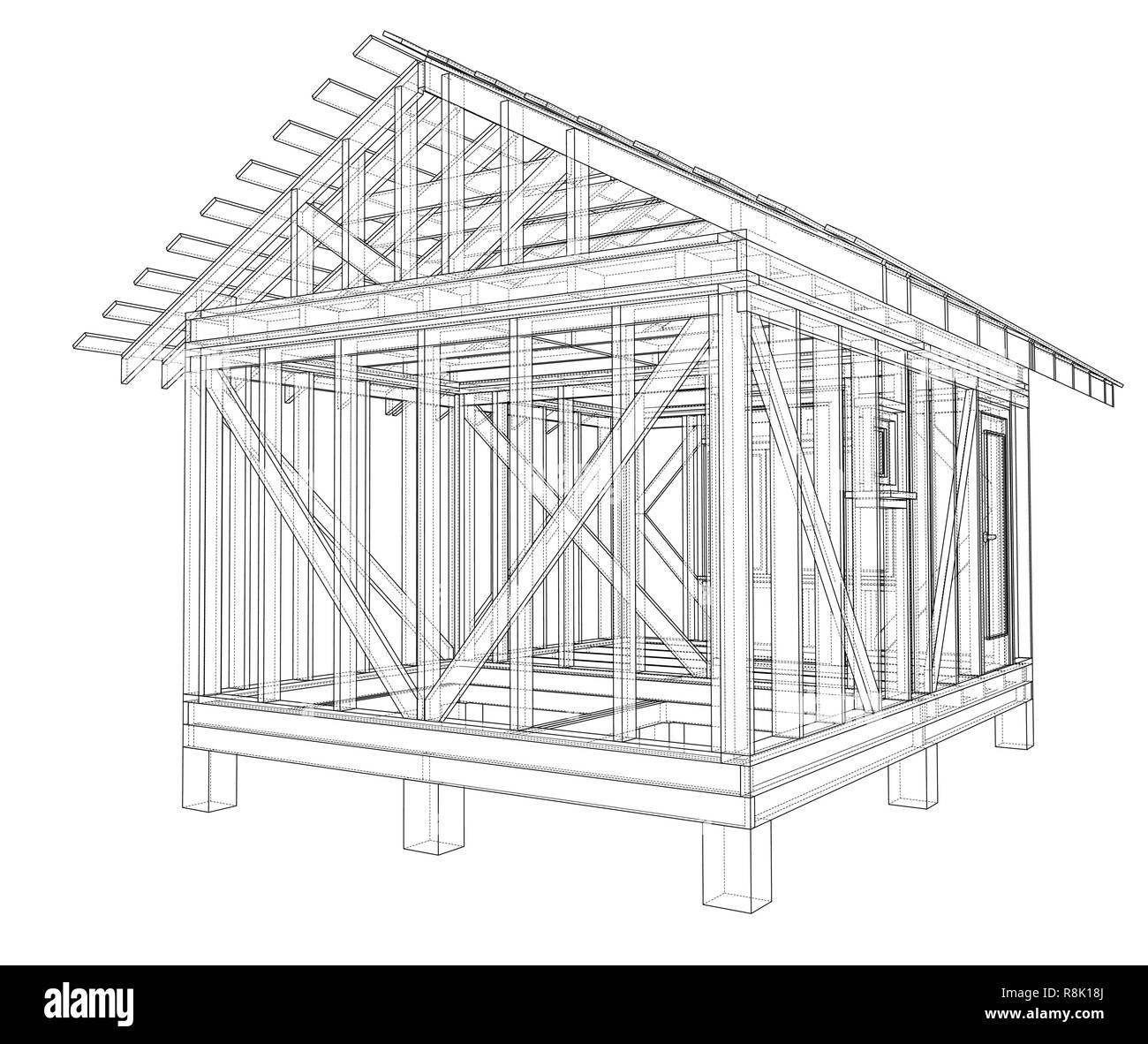 Maison privée esquisse. Vector Illustration de Vecteur