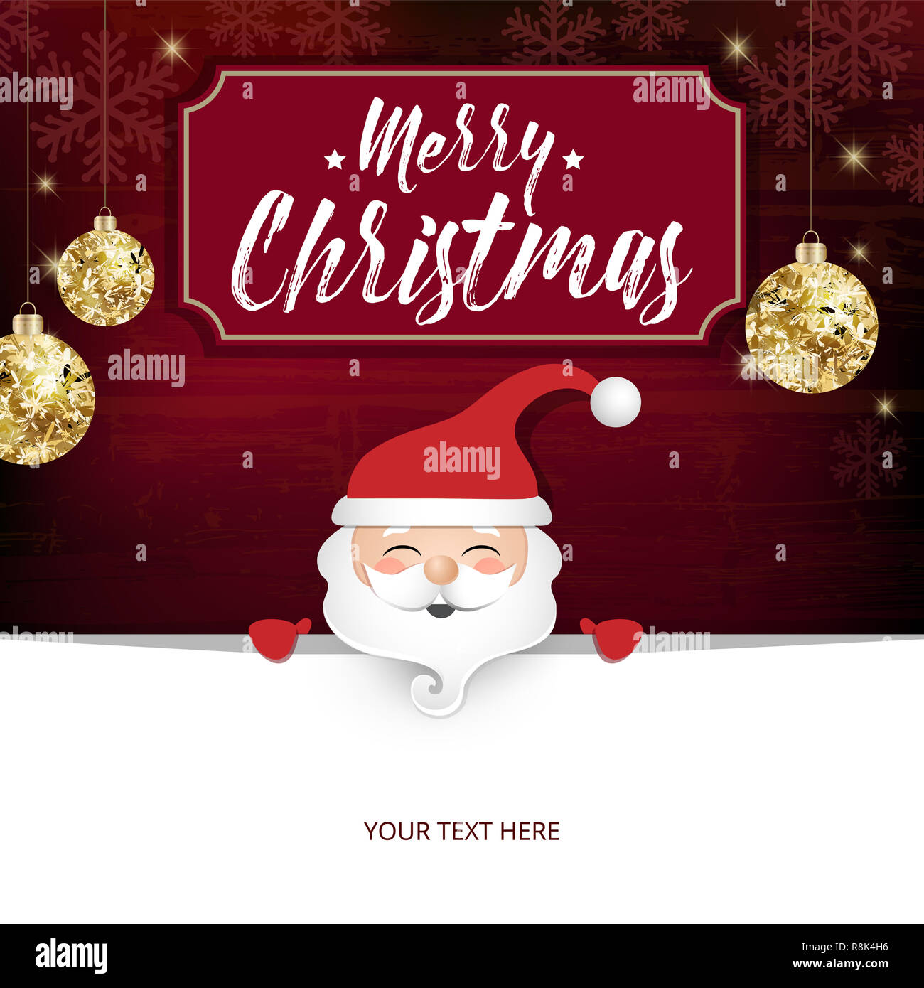 Fond de Noël élégant avec Shining Gold Christmas Ball et Santa Clause. Tous les éléments sont sur des calques distincts. Vecteur, illustration, eps10 Banque D'Images Fond de Noël élégant avec Shining Gold Christmas Ball et Santa Clause. Tous les éléments sont sur des calques distincts. Vecteur, illustration, eps10 Banque D'Images