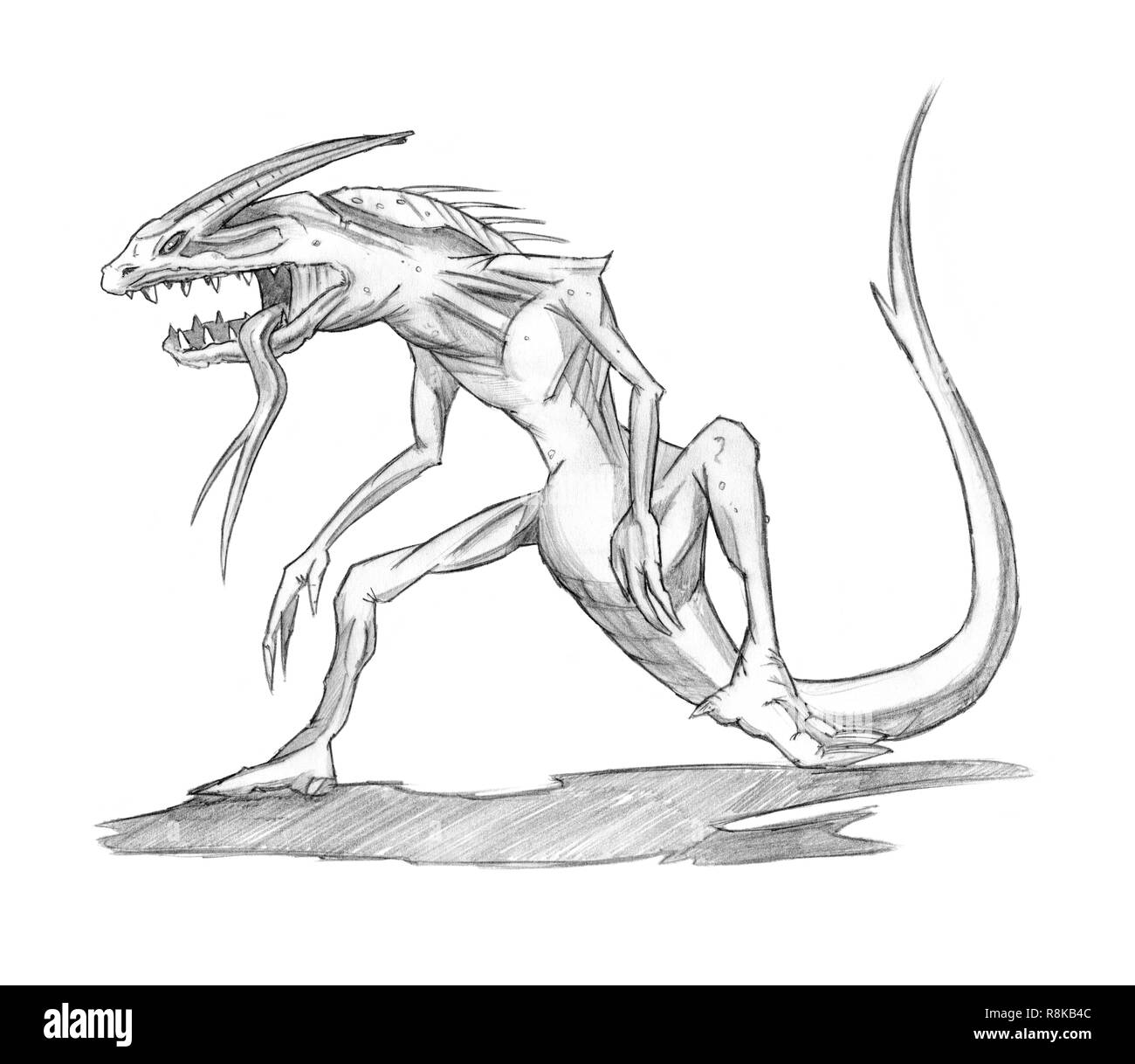 Concept Art crayon dessin de fantaisie ou démon Lézard Monster Banque D'Images