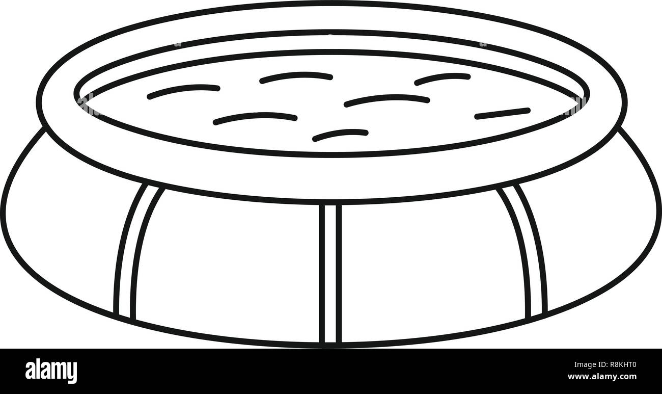 Piscine gonflable ronde icône. Piscine gonflable ronde contour icône vecteur pour la conception web isolé sur fond blanc Illustration de Vecteur