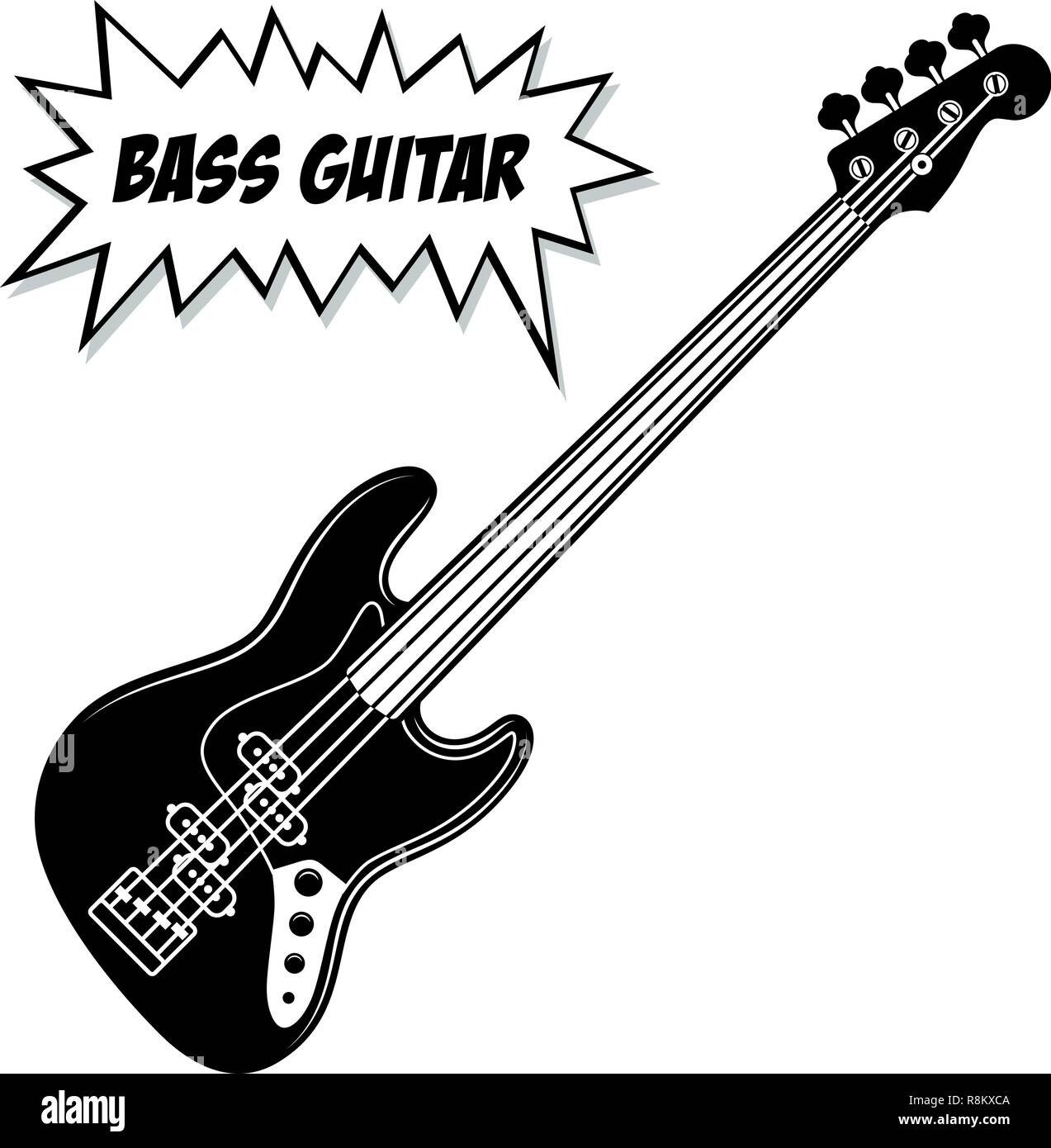 Guitare Basse 4 cordes. Illustration de Vecteur