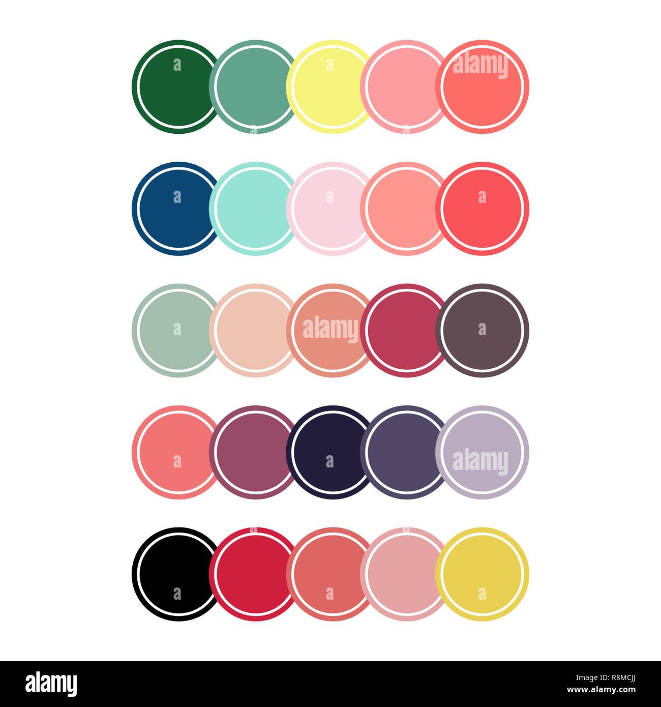 Jeux de couleurs différentes avec 2019 tendance corail isolé sur fond blanc Illustration de Vecteur