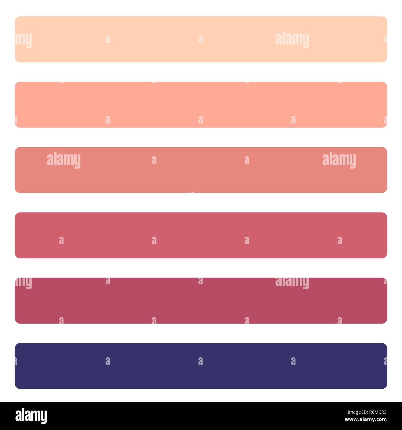 Ensemble de six différents rectangles de couleur corail Illustration de Vecteur