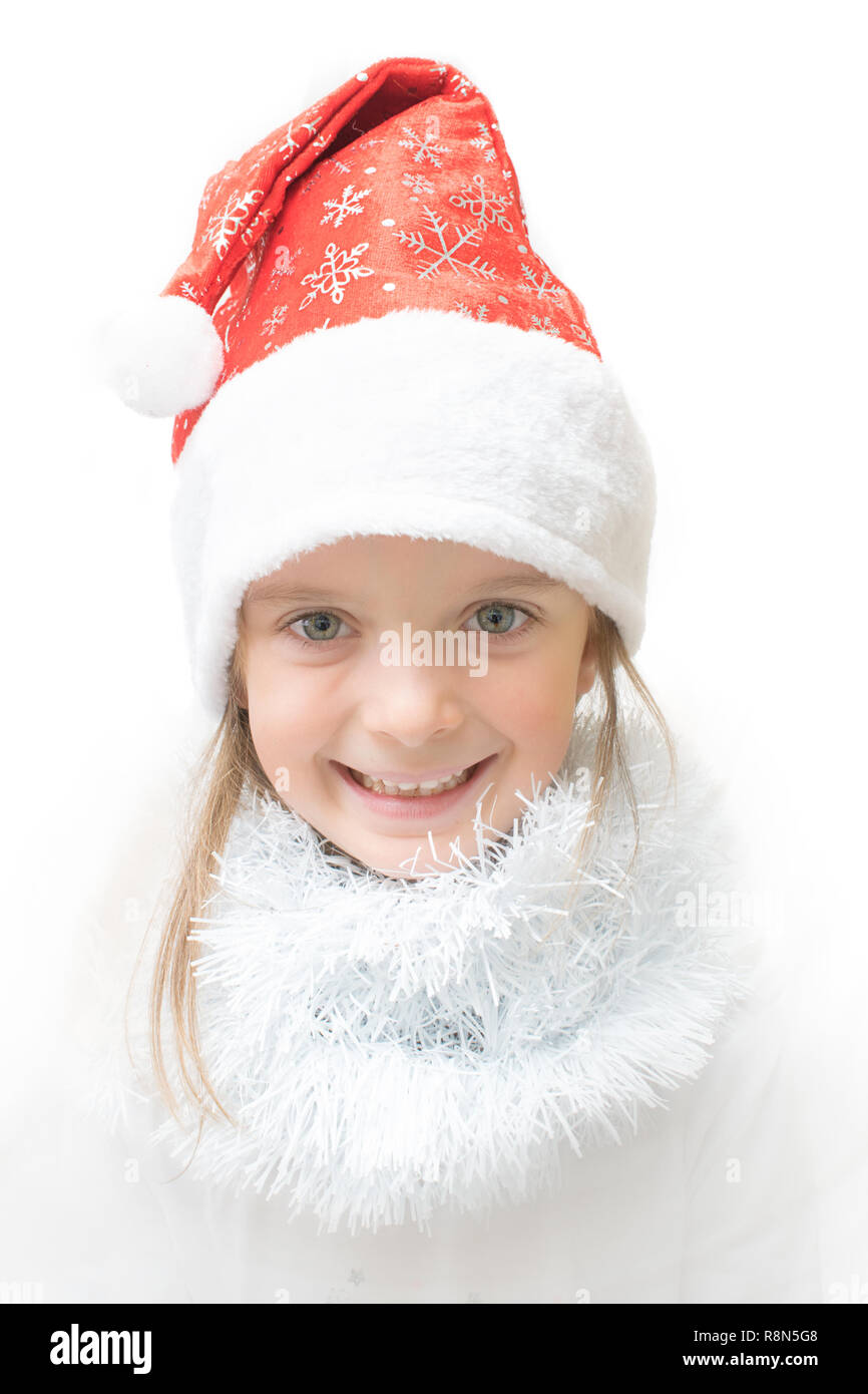 Little girl wearing a Santa Hat. Banque D'Images