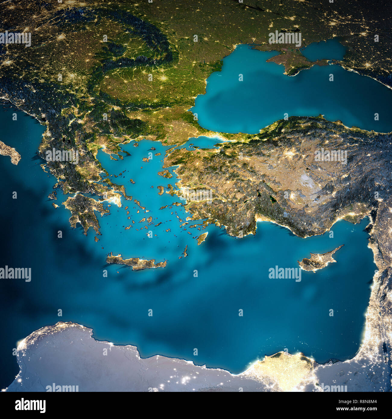 La Turquie et la Grèce la carte Banque D'Images