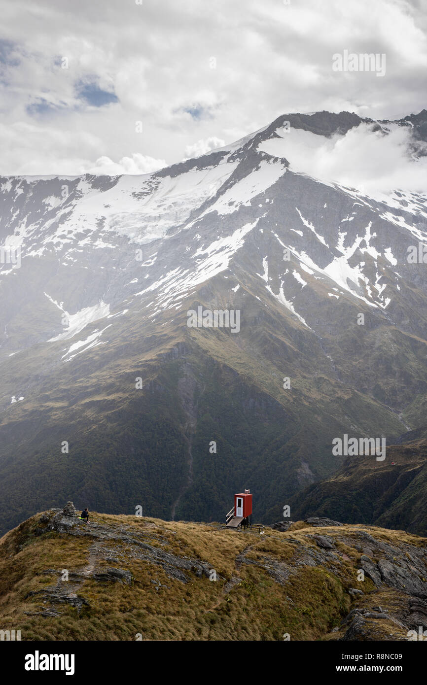 Toilettes à distance dans le désert, Nouvelle Zélande Banque D'Images