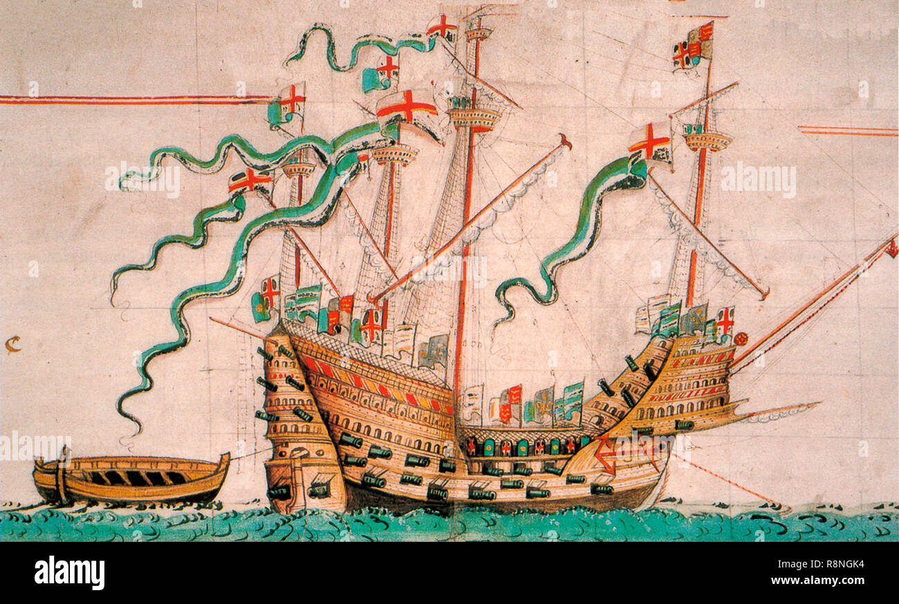 Illustration de la Mary Rose caraque, vers 1546 Banque D'Images