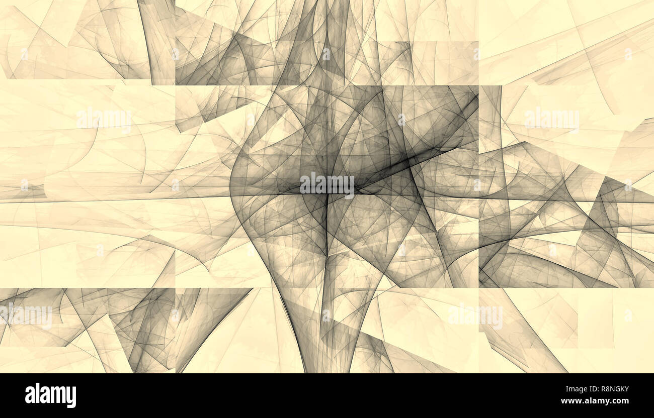 Beau fond noir et blanc de particules et les lignes avec la profondeur de champ et bokeh. Illustration 3d, 3D render Banque D'Images