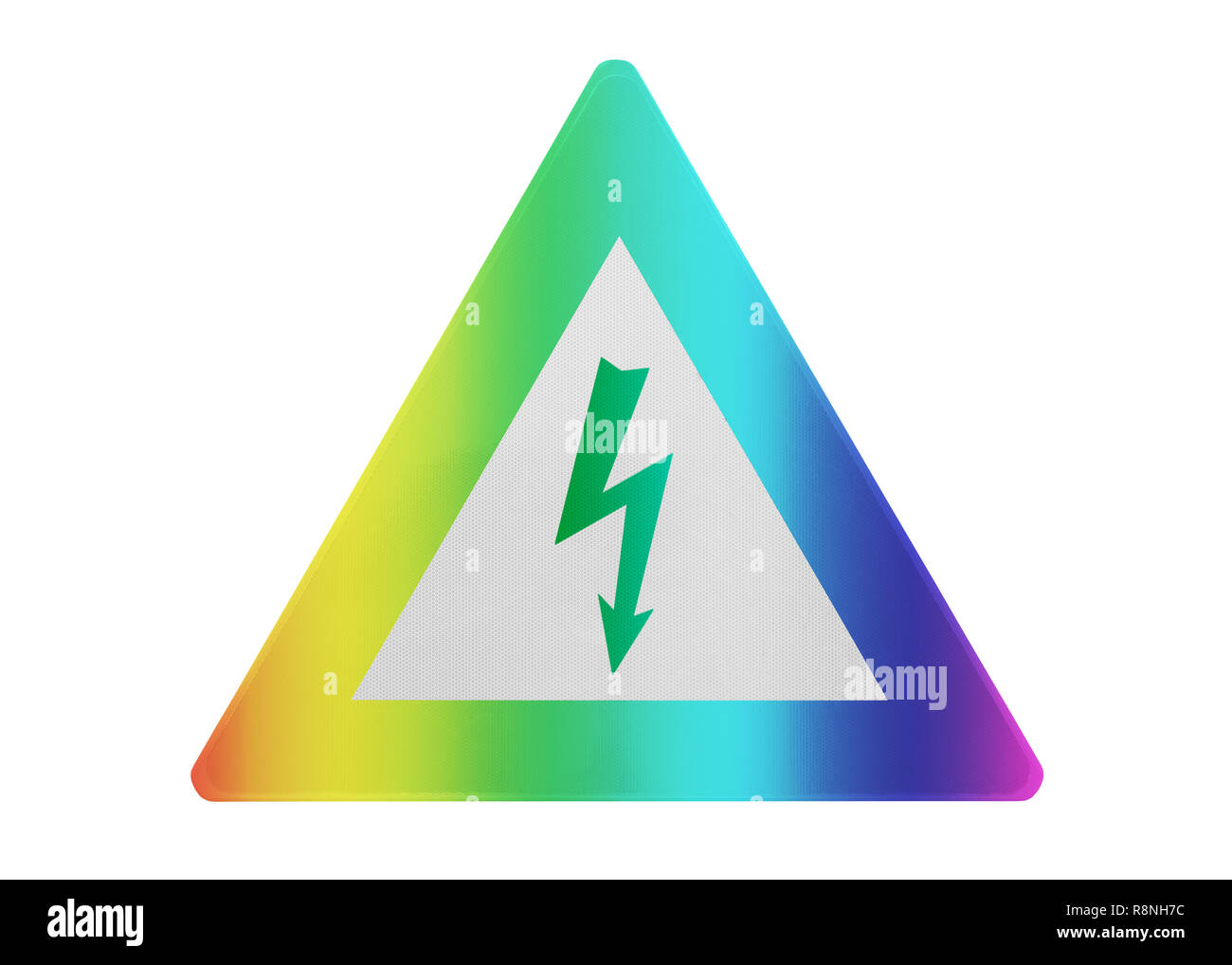 Panneau de circulation isolés - Haute tension - couleur arc-en-ciel et isolés Banque D'Images