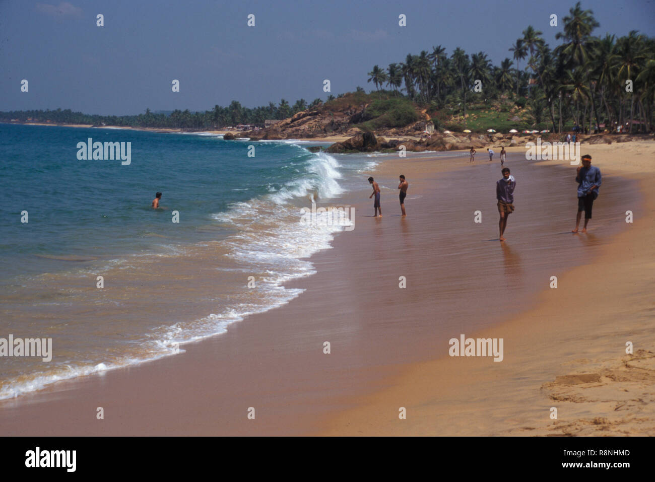 Kolam l'un des plus pittoresque plage de sable étirée , Kerala, Inde Banque D'Images