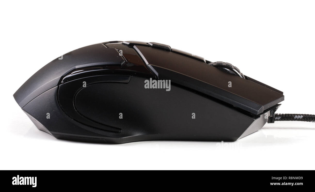 Souris d'ordinateur noir isolé sur fond blanc Banque D'Images