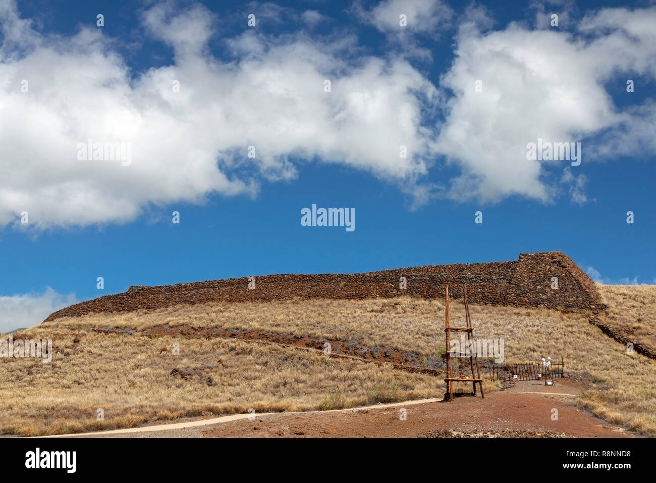 Kawaihae, Hawaii - Pu'ukohola Heiau National Historic Site. Le heiau, ou du temple, a été construite en 1790-91 par Kamehameha le Grand, qui est devenu le premier k Banque D'Images