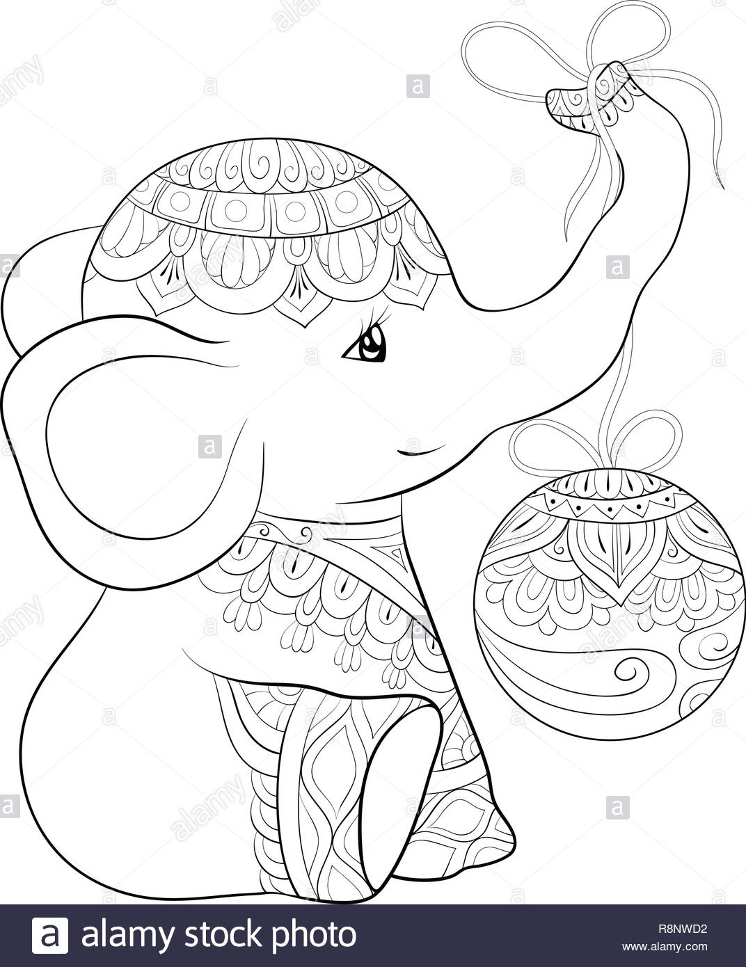 Une Jolie Tête Déléphant Avec Boule De Décoration De Noël