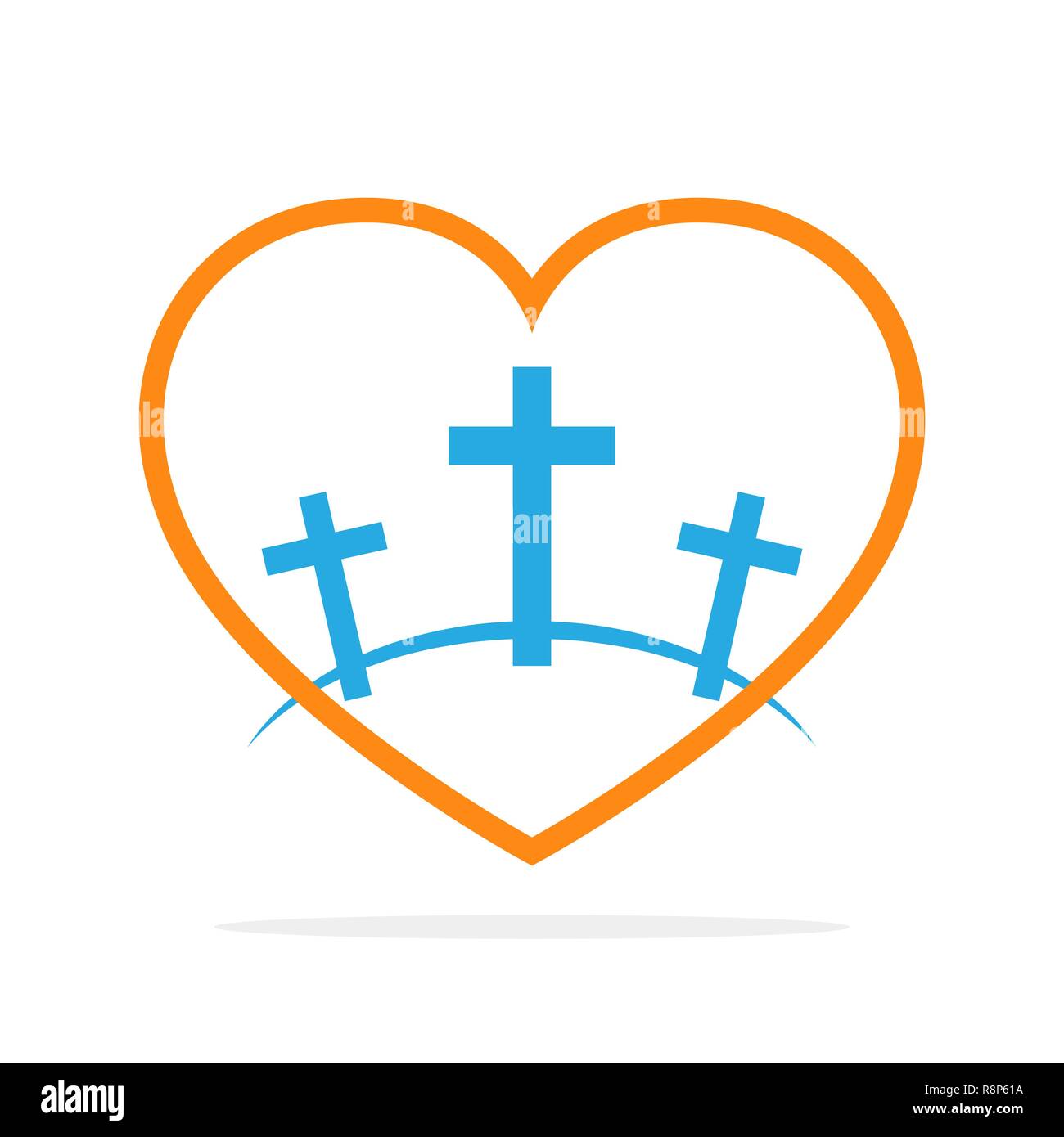 Calvaire symbole avec forme de coeur. Vector illustration. L'icône couleur du Golgotha Illustration de Vecteur