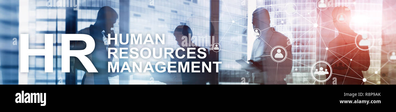 La gestion des ressources humaines, RH, Team Building et de recrutement concept sur fond flou. Site web bannière d'en-tête. Banque D'Images