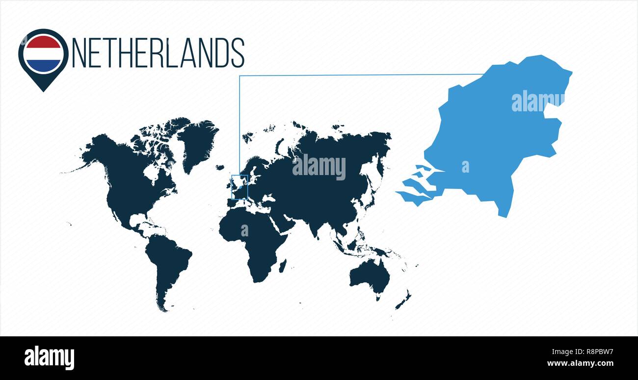 Pays Bas Emplacement Sur La Carte Du Monde De Linfographie