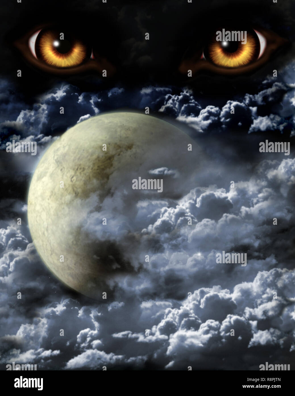Série noire - pleine lune. L'horreur dans la nuit Banque D'Images
