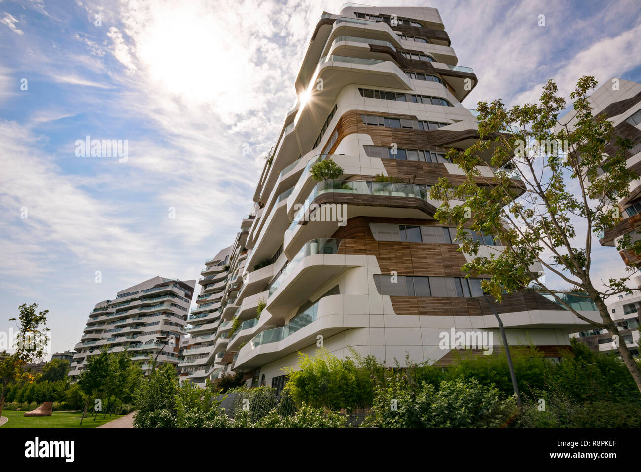 Vue horizontale de la Hadid Résidences à Milan, Italie. Banque D'Images