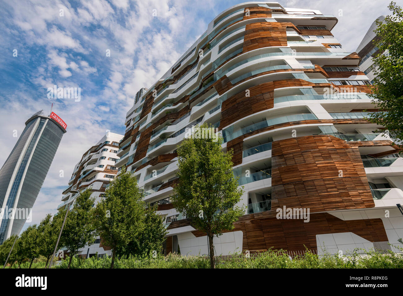 Vue horizontale de la Hadid Résidences à Milan, Italie. Banque D'Images