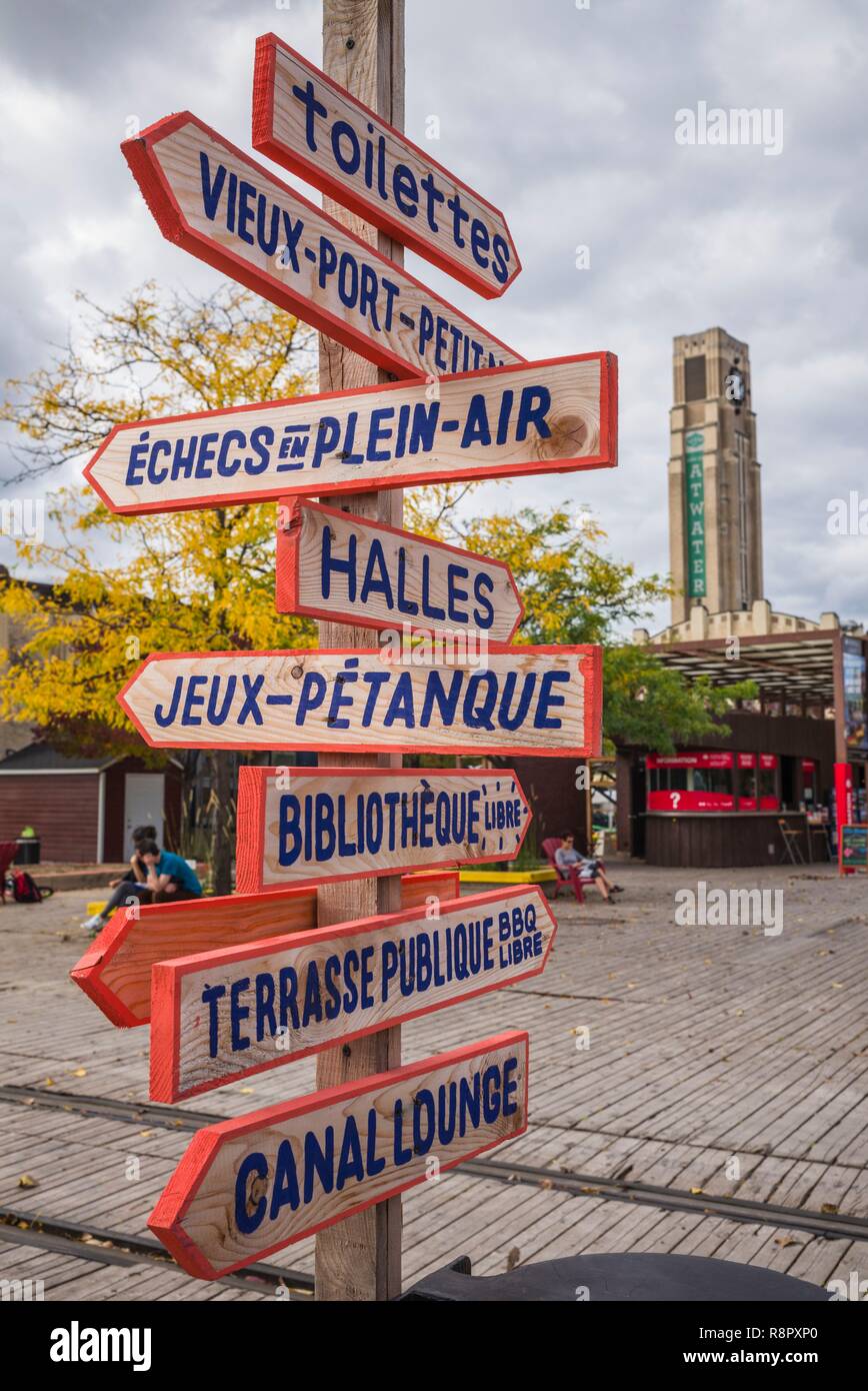 Canada, Québec, Montréal, Marche marché Atwater, les enseignes extérieures Banque D'Images