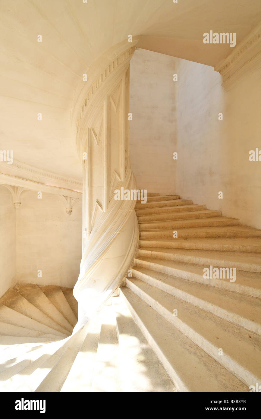 France Charente La Rochefoucauld Chateau Donnant Sur La Tardoire Grand Escalier En Spirale Qui Peut Avoir Ete Concu Par Leonardo Da Vinci Photo Stock Alamy