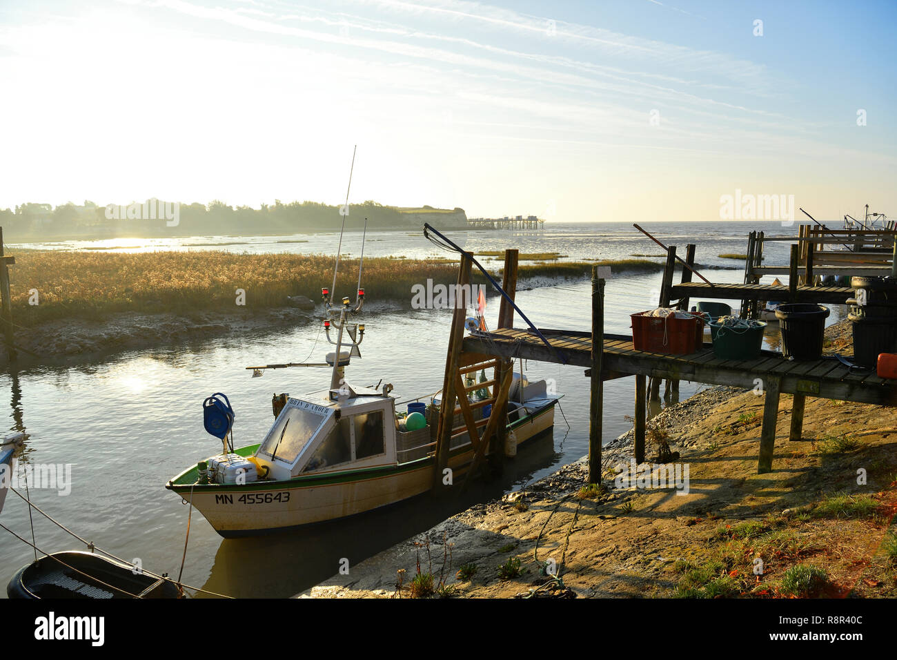 En France, en Charente Maritime, l'estuaire de la Gironde, Saintonge, Talmont sur Gironde, étiqueté Les Plus Beaux Villages de France (les plus beaux villages de France), le port Banque D'Images