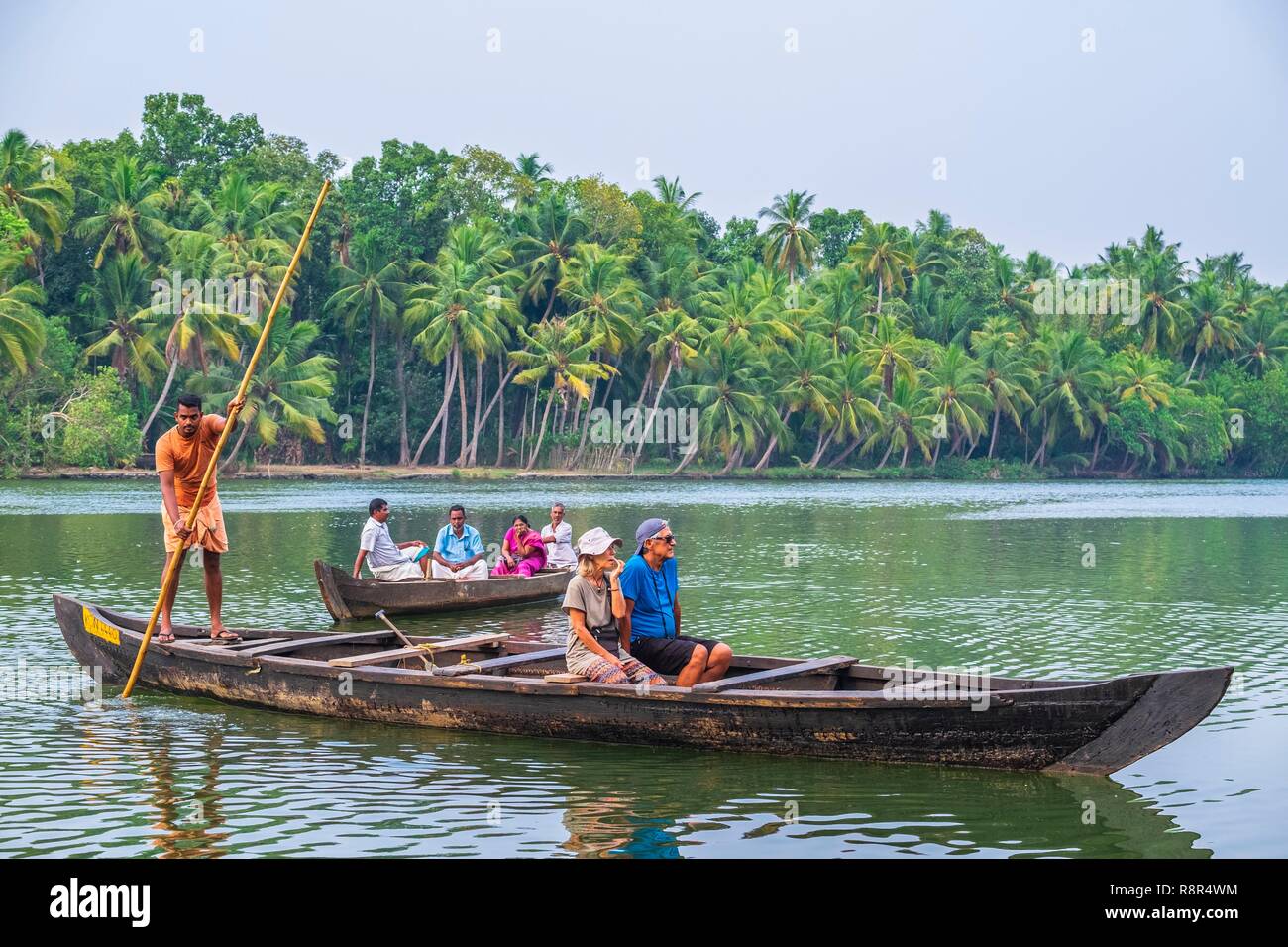 L'Inde, Etat du Kerala, district de Kollam, Munroe island ou Munroturuttu, Inland Island au confluent de la Rivière du lac Ashtamudi et Kallada, backwaters (lagunes et canaux réseaux) visites en bateau Banque D'Images