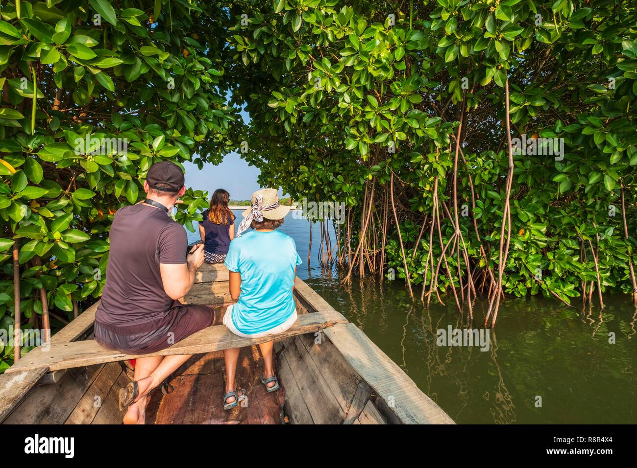 L'Inde, Etat du Kerala, district de Kollam, Munroe island ou Munroturuttu, Inland Island au confluent de la Rivière du lac Ashtamudi et Kallada, backwaters (lagunes et canaux réseaux) visites en bateau Banque D'Images
