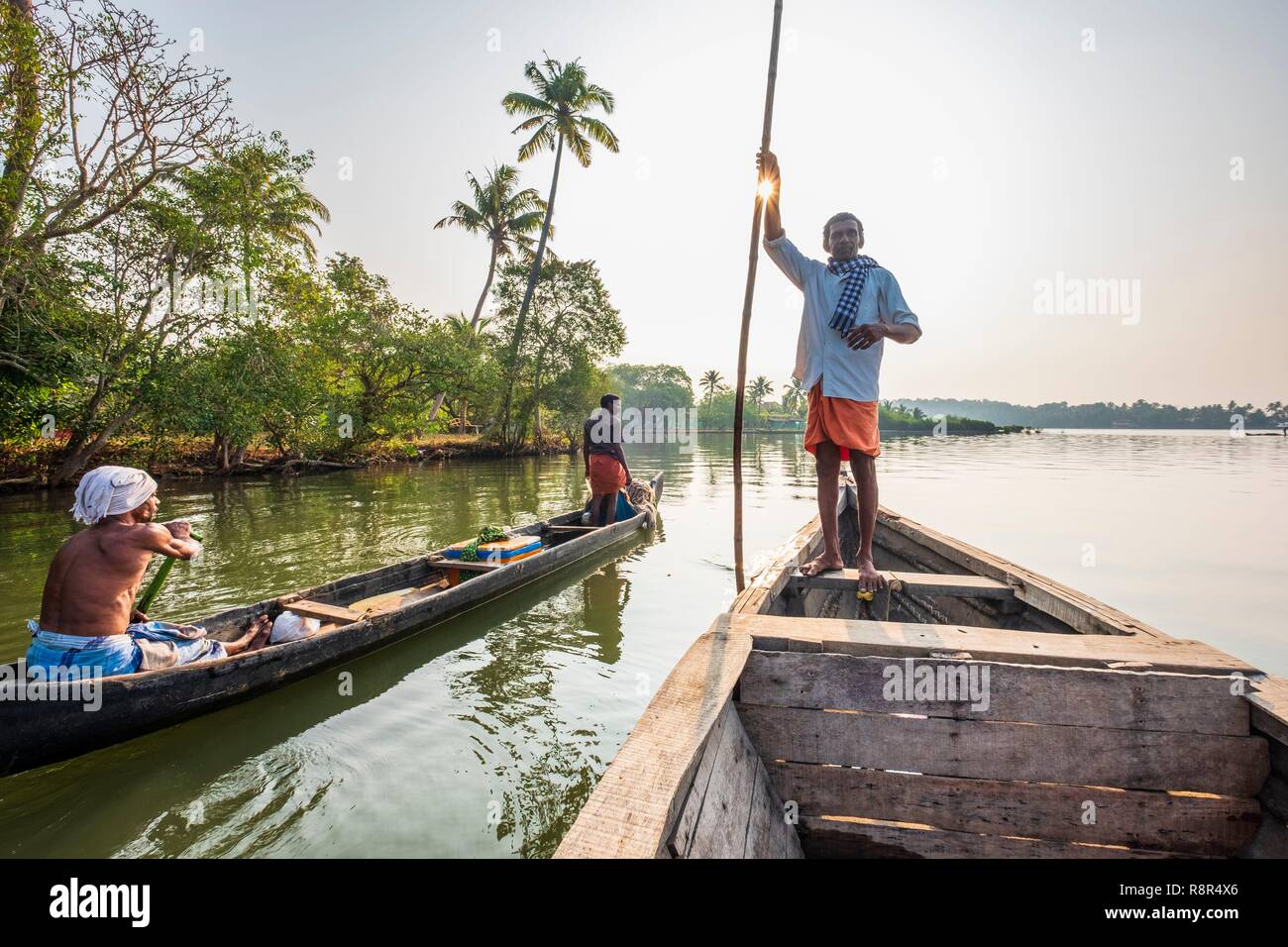 L'Inde, Etat du Kerala, district de Kollam, Munroe island ou Munroturuttu, Inland Island au confluent de la Rivière du lac Ashtamudi et Kallada, backwaters (lagunes et canaux réseaux) visites en bateau Banque D'Images