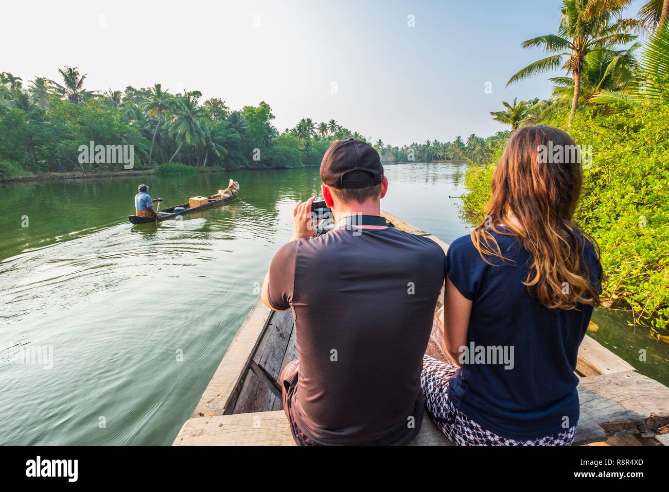 L'Inde, Etat du Kerala, district de Kollam, Munroe island ou Munroturuttu, Inland Island au confluent de la Rivière du lac Ashtamudi et Kallada, backwaters (lagunes et canaux réseaux) visites en bateau Banque D'Images