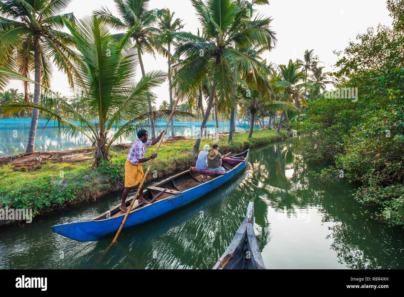 L'Inde, Etat du Kerala, district de Kollam, Munroe island ou Munroturuttu, Inland Island au confluent de la Rivière du lac Ashtamudi et Kallada, backwaters (lagunes et canaux réseaux) visites en bateau Banque D'Images