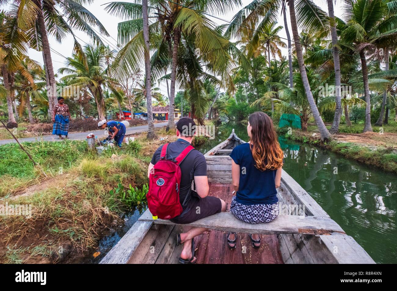 L'Inde, Etat du Kerala, district de Kollam, Munroe island ou Munroturuttu, Inland Island au confluent de la Rivière du lac Ashtamudi et Kallada, backwaters (lagunes et canaux réseaux) visites en bateau Banque D'Images