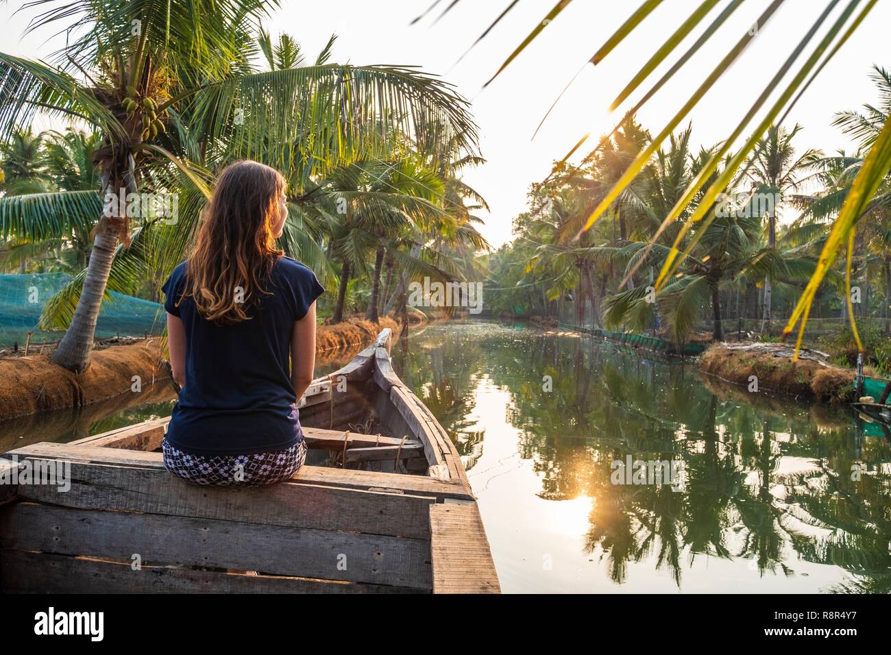 L'Inde, Etat du Kerala, district de Kollam, Munroe island ou Munroturuttu, Inland Island au confluent de la Rivière du lac Ashtamudi et Kallada, backwaters (lagunes et canaux réseaux) visites en bateau Banque D'Images