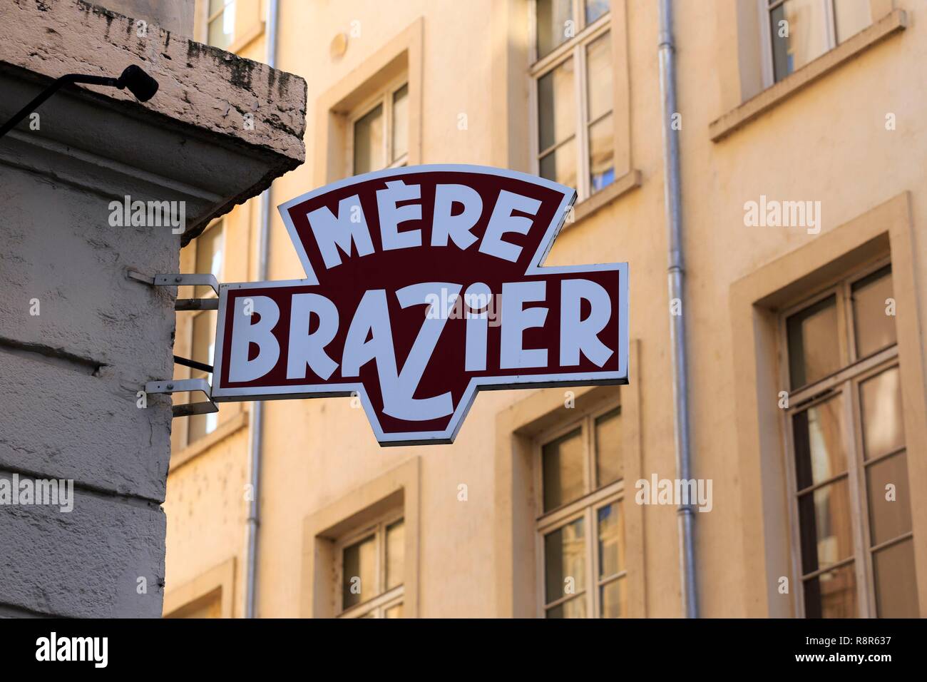 France, Rhône, Lyon, 1er arrondissement, quartier des terreaux, rue Eugène Brazier, restaurant mère Brazier Banque D'Images