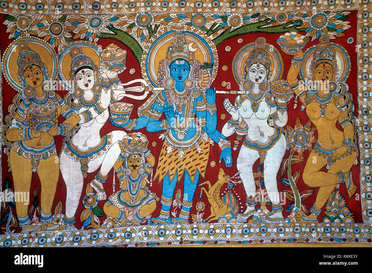 Travail kalamkari représentant le Seigneur Shiva, srikalahasti, Andhra Pradesh, Inde Banque D'Images