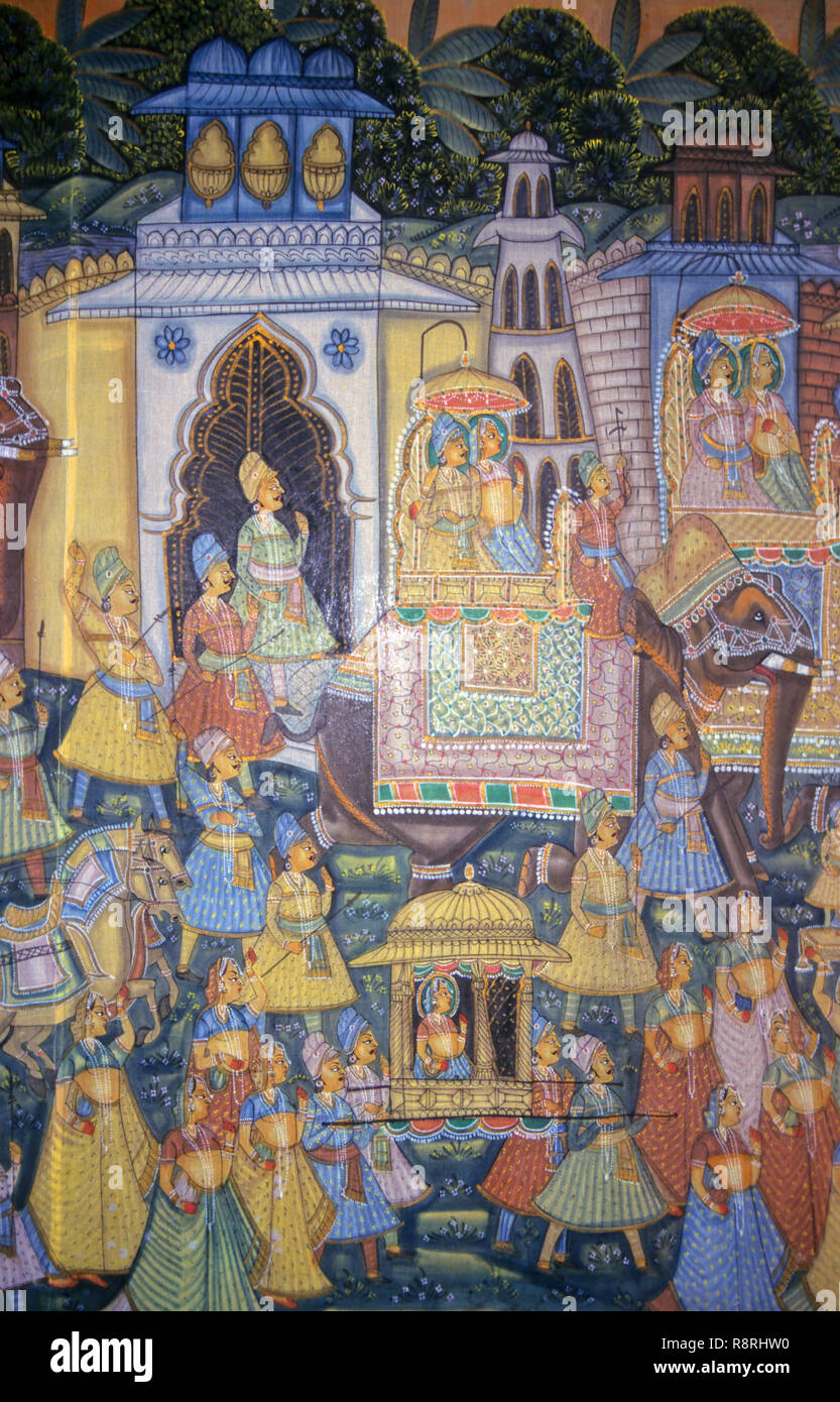 Peintures sur toile, l'Art du Rajasthan Banque D'Images